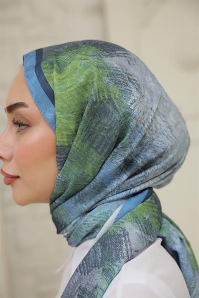 Novella Desenli Pamuk Şal Uçuk Mavi