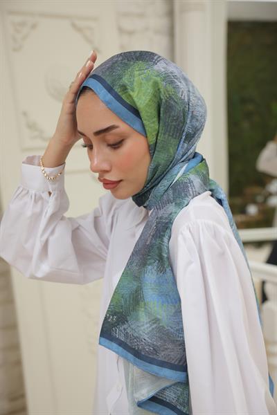 Novella Desenli Pamuk Şal Uçuk Mavi