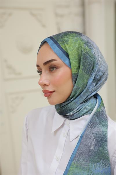 Novella Desenli Pamuk Şal Uçuk Mavi