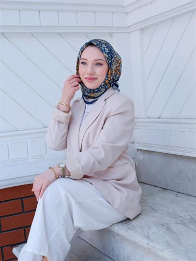 Olivia Desen Eşarp Denim Camel
