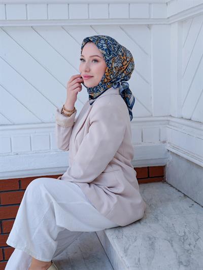 Olivia Desen Eşarp Denim Camel