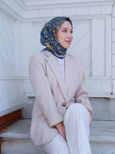Olivia Desen Eşarp Denim Camel