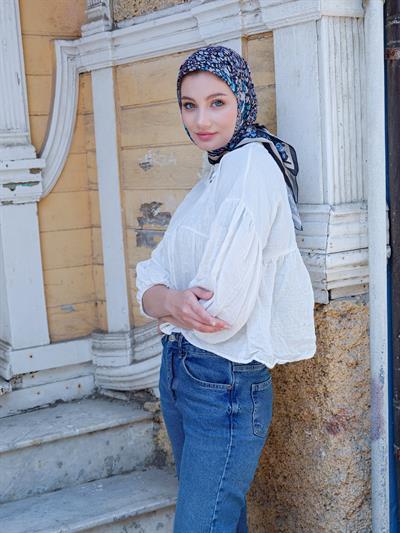 Olivia Desen Eşarp Mavi