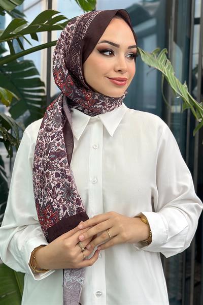Paisley Desen Kraş Şal Acı Kahve