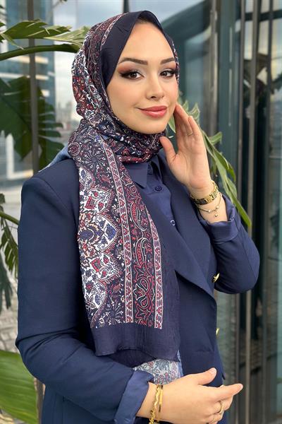 Paisley Desen Kraş Şal Lacivert