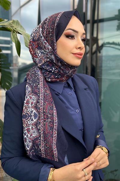 Paisley Desen Kraş Şal Lacivert