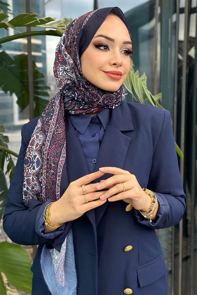 Paisley Desen Kraş Şal Lacivert
