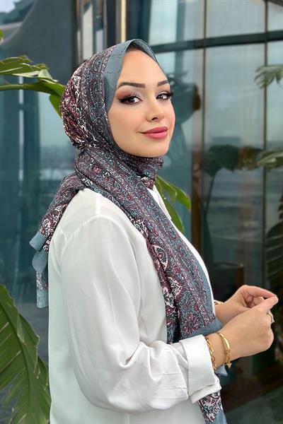 Paisley Desen Kraş Şal Mint Yeşil