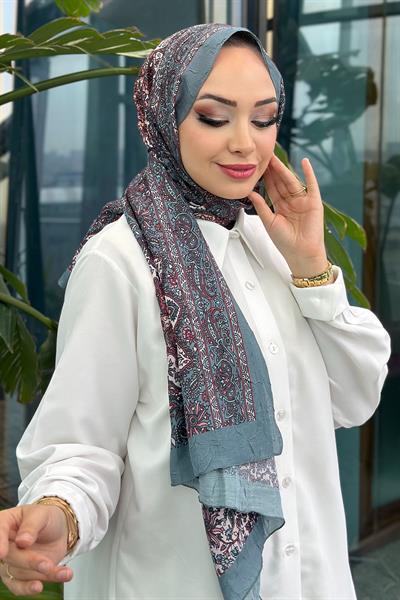 Paisley Desen Kraş Şal Mint Yeşil