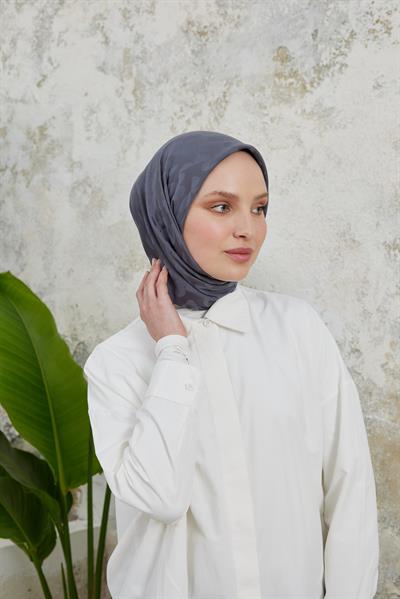 Perla Desen Jakar Eşarp Duman Gri