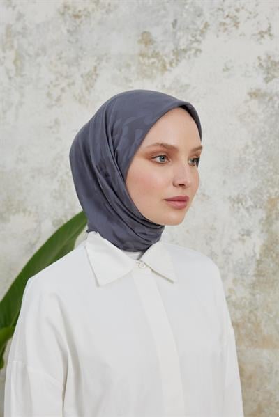 Perla Desen Jakar Eşarp Duman Gri