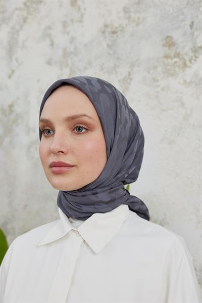 Perla Desen Jakar Eşarp Duman Gri