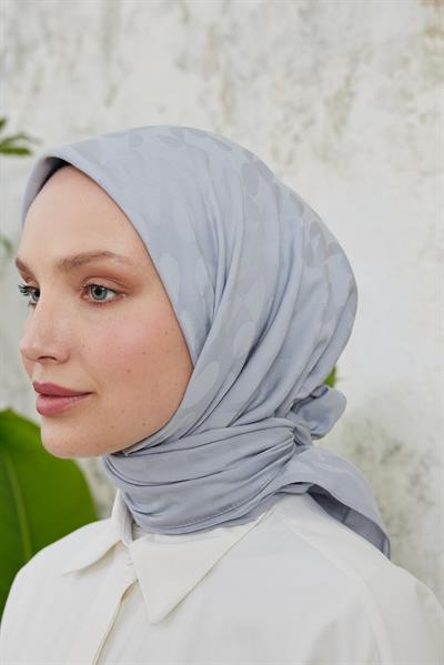 Perla Desen Jakar Eşarp Gümüş Gri