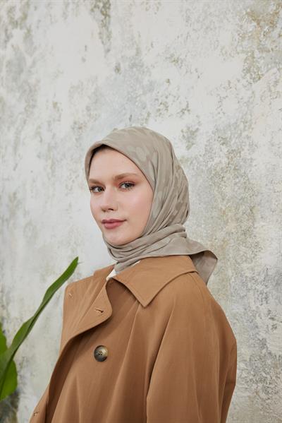 Perla Desen Jakar Eşarp Koyu Vizon