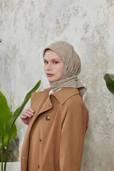 Perla Desen Jakar Eşarp Koyu Vizon