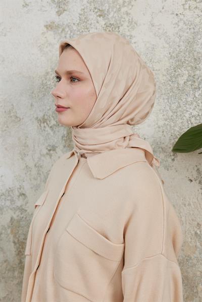 Perla Desen Jakar Eşarp Krem