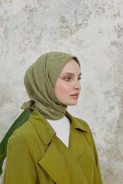 Perla Desen Jakar Eşarp Yağ Yeşili