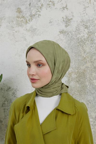 Perla Desen Jakar Eşarp Yağ Yeşili