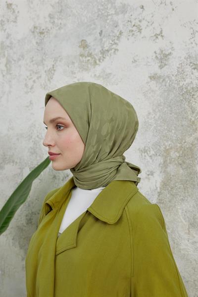 Perla Desen Jakar Eşarp Yağ Yeşili