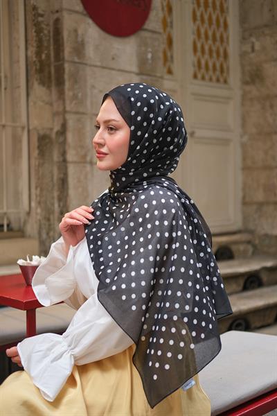 Puan Desen Fransız İpeği Şal Siyah