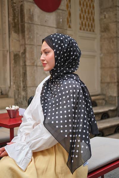 Puan Desen Fransız İpeği Şal Siyah