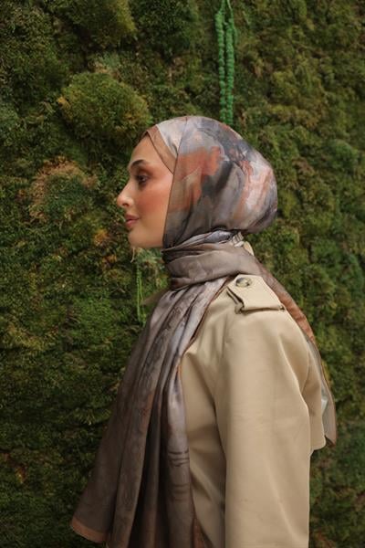 Ramona Desenli Pamuk Şal Coffee