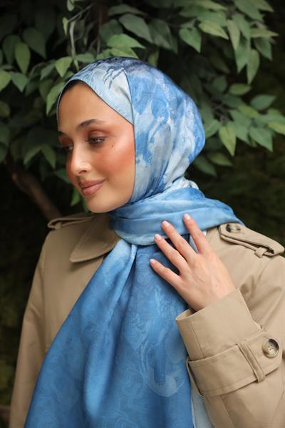 Ramona Desenli Pamuk Şal Gök Mavi