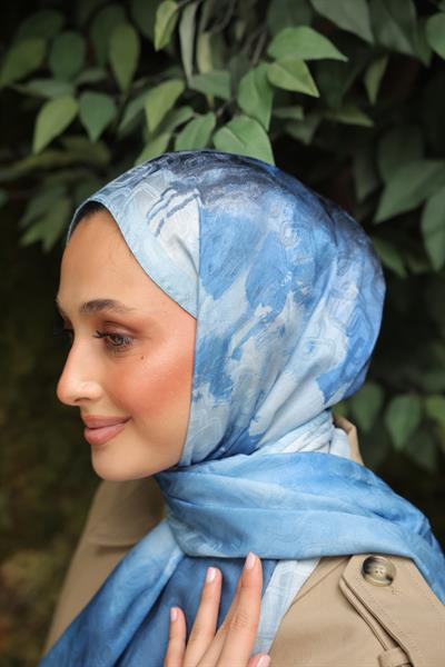 Ramona Desenli Pamuk Şal Gök Mavi