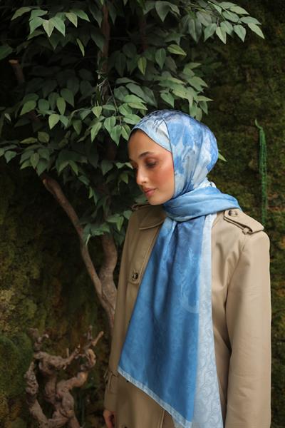 Ramona Desenli Pamuk Şal Gök Mavi