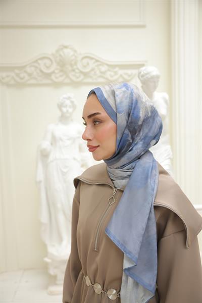 Ramona Desenli Pamuk Şal Soft Mavi