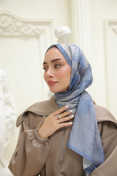 Ramona Desenli Pamuk Şal Soft Mavi