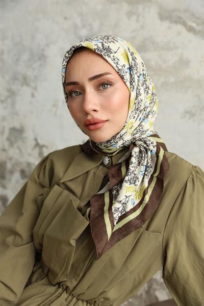 Riva Desen Bambu Kraş Eşarp Camel