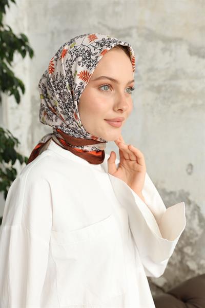 Riva Desen Bambu Kraş Eşarp Kahve