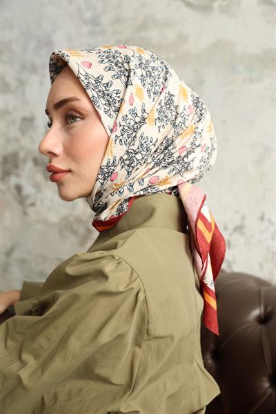 Riva Desen Bambu Kraş Eşarp Kırmızı