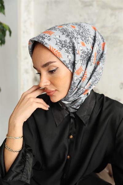 Riva Desen Bambu Kraş Eşarp Koyu Gri