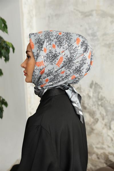 Riva Desen Bambu Kraş Eşarp Koyu Gri