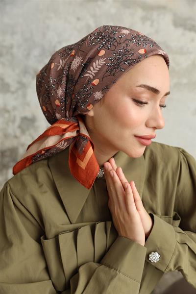 Riva Desen Bambu Kraş Eşarp Koyu Vizon