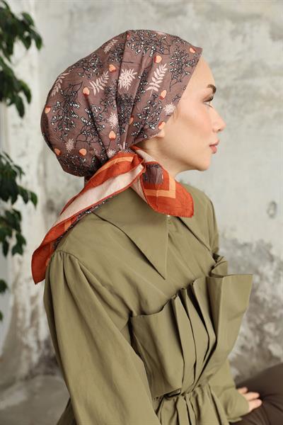 Riva Desen Bambu Kraş Eşarp Koyu Vizon