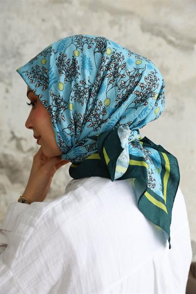 Riva Desen Bambu Kraş Eşarp Koyu Yeşil