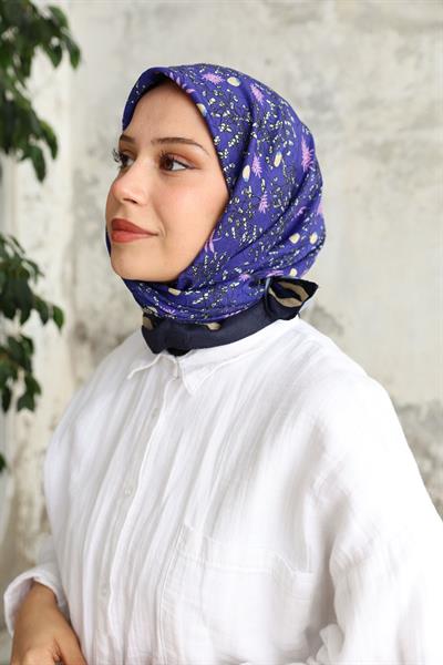 Riva Desen Bambu Kraş Eşarp Mor