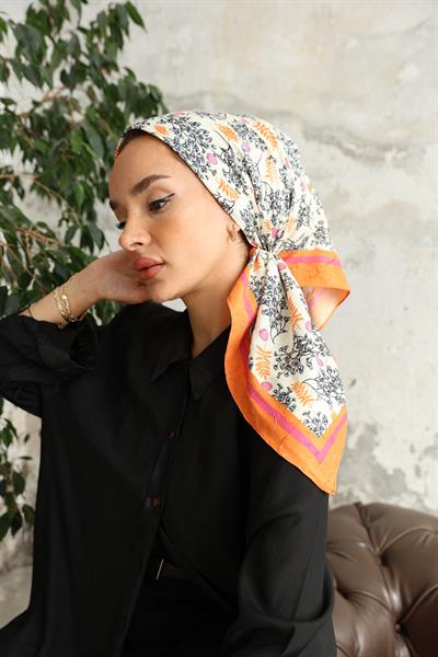 Riva Desen Bambu Kraş Eşarp Nar Çiçeği