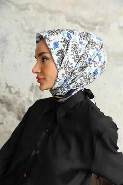 Riva Desen Bambu Kraş Eşarp Okyanus