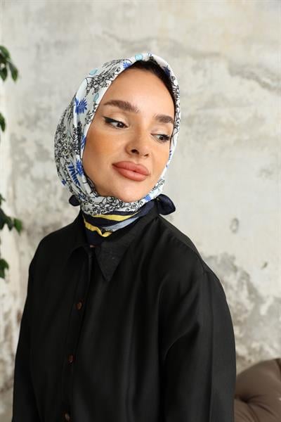 Riva Desen Bambu Kraş Eşarp Okyanus