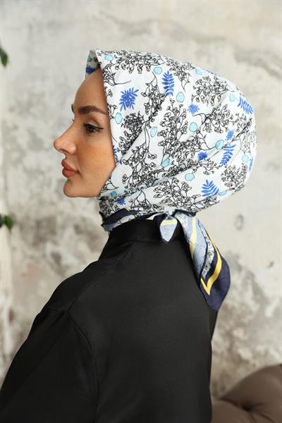 Riva Desen Bambu Kraş Eşarp Okyanus