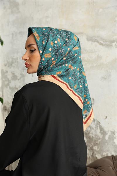 Riva Desen Bambu Kraş Eşarp Petrol Yeşili