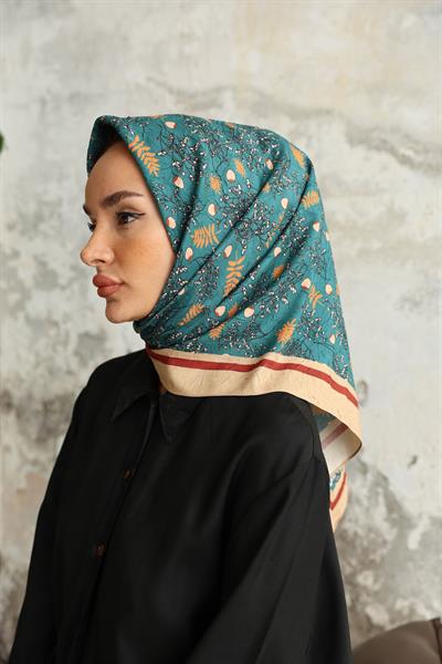 Riva Desen Bambu Kraş Eşarp Petrol Yeşili