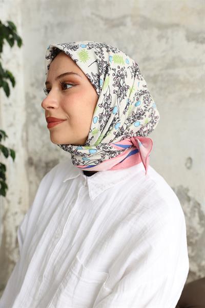 Riva Desen Bambu Kraş Eşarp Pudra