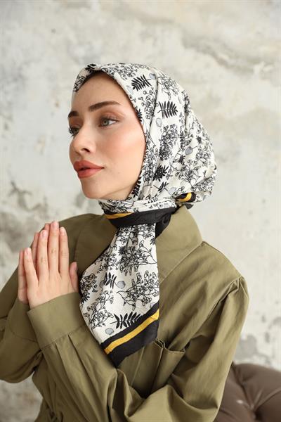 Riva Desen Bambu Kraş Eşarp Siyah