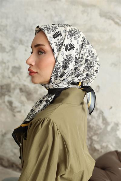 Riva Desen Bambu Kraş Eşarp Siyah