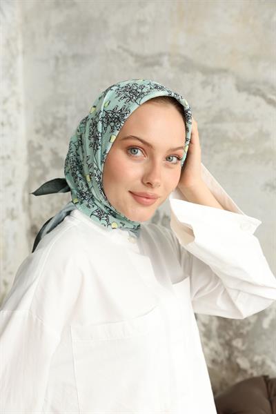 Riva Desen Bambu Kraş Eşarp Soft Yeşil